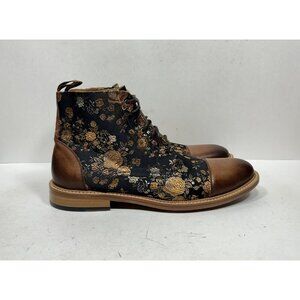 TAFT Jack in Eden Dress Boots Men’s Size 12 EU 45 Black and Gold Floral